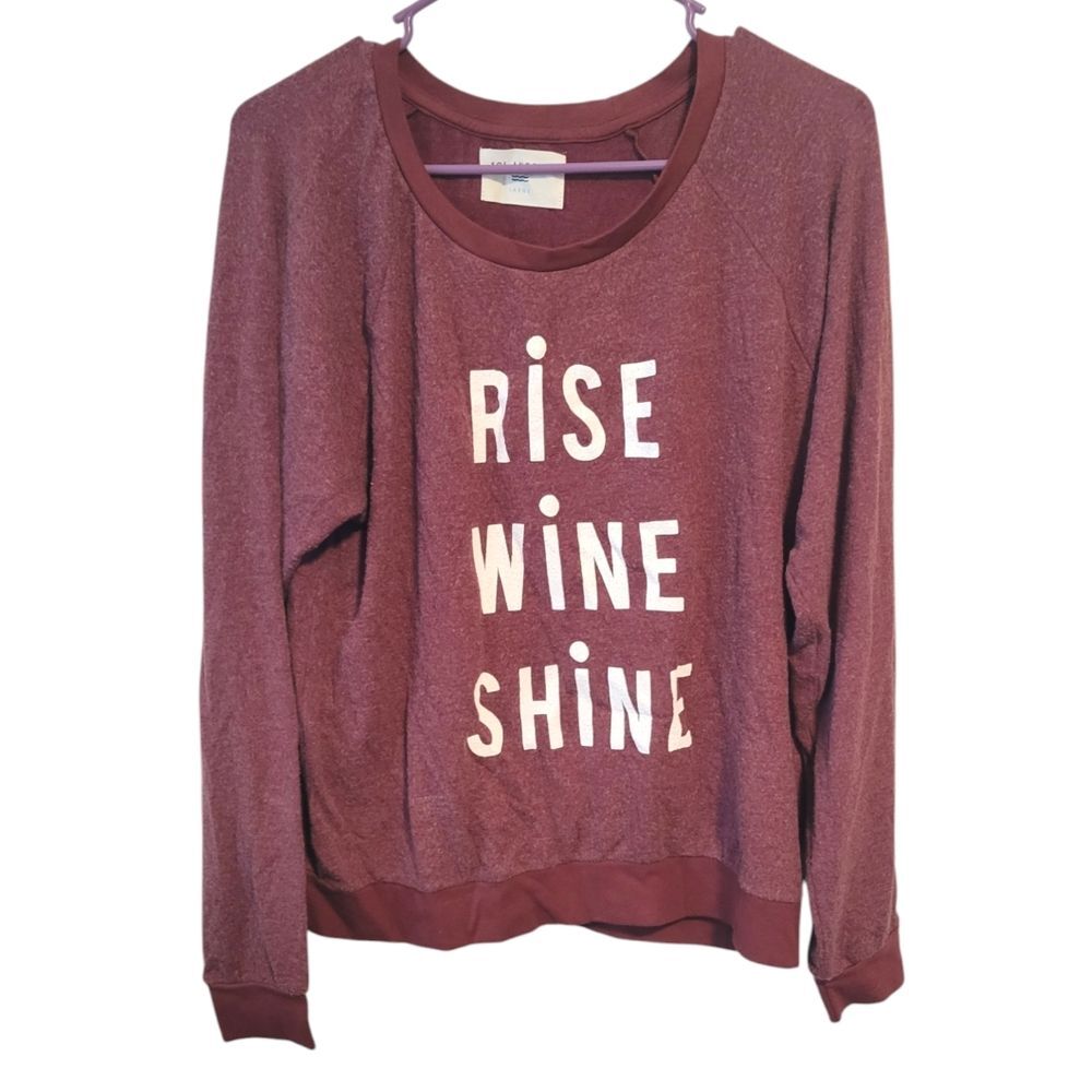 SOL Angeles Rise Wine Shine Burgundy Graphic Sweatshirt Size Large Loungewear